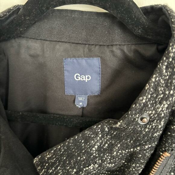 Retro Vintage Gap Black & White Tweed Wool Moto Jacket Size M - Picture 4 of 8